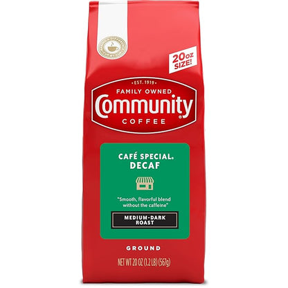 Community Coffee Cafe Special Decaf, Medium-Dark Roast Ground, 20 Ounce (Pack of 1)