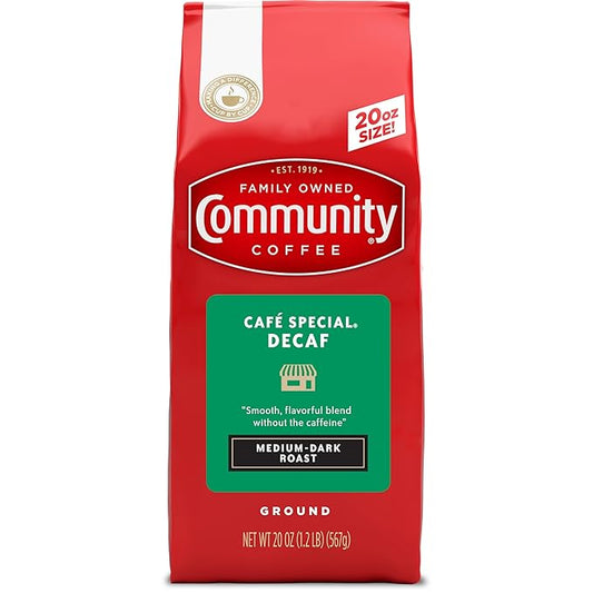 Community Coffee Cafe Special Decaf, Medium-Dark Roast Ground, 20 Ounce (Pack of 1)