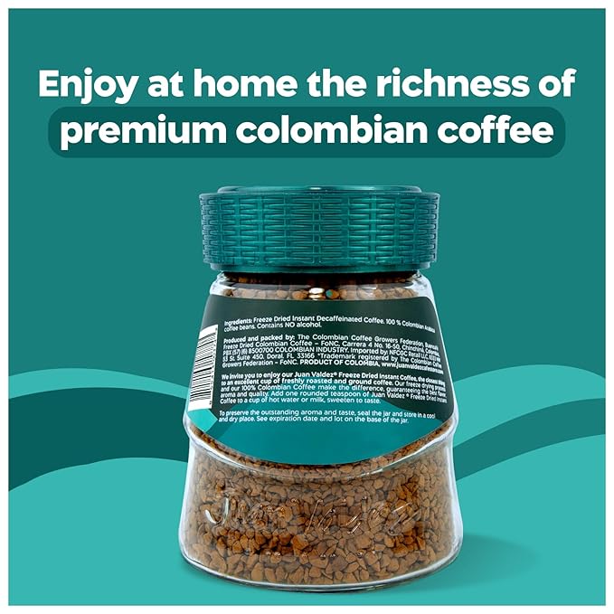 Juan Valdez Decaffeinated Freeze Dried Coffee 3.5 OZ - 100% Colombian Coffee (Pack of 6)