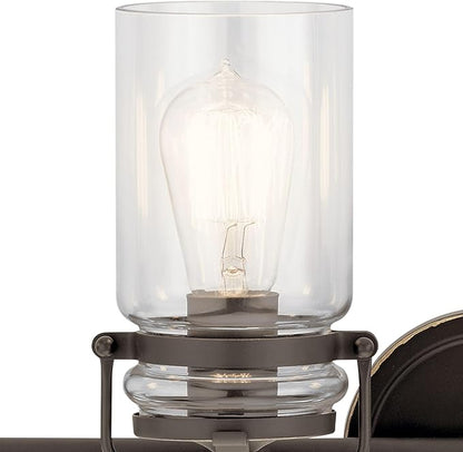 Kichler Brinley 32.25" Vanity Light in Olde Bronze®, 4-Light Farmhouse Bathroom Light with Clear Glass, (32.25" W x 10" H), 45690OZ