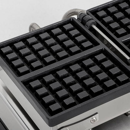 Commercial Square Waffle Maker, 2 slice Waffle Iron, Non-Stick Industrial Belgian Waffle Maker Stainless Steel 110V Temp and Time Control, Suitable for Restaurant Bakeries Snack Bar Family