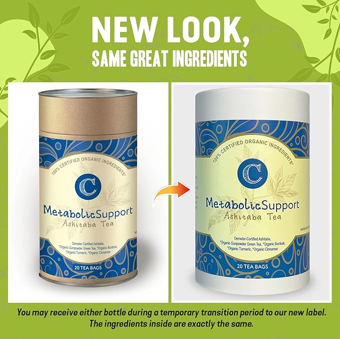 Dr. Cowan’s Garden Organic Ashitaba Green Tea - 20 Teabags - Metabolic Support Herbal Tea Bags with Turmeric Powder, Calming Digestive Support for Health & Well-Being, Ashitaba Herbs Grown in the USA