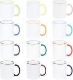 Load image into Gallery viewer, 11oz White Ceramic Sublimation Coffee Mug Mixed 12 Colors Rim &amp; Handle, Case of 12