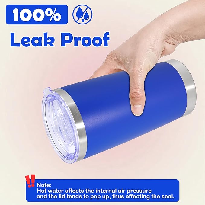 20oz Tumbler Stainless Steel Tumbler Cup with Lid Vacuum Insulated Double Wall Travel Mug, Durable Powder Coated Travel Coffee Tumbler Mug for Hot & Cold Drinks, Dark Blue,1 Pack