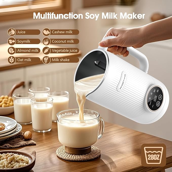 7 in 1 Nut Milk Maker Machine 28oz Automatic Almond Milk Maker for Homemade Coconut, Oat, Soy, Plant-Based Milk, Juice with 18H Delay Start/6H Keep Warm/Self Cleaning