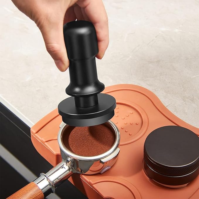 PUSEE 58mm Espresso Coffee Tamper,Premium Calibrated Espresso Tamper 30lb Coffee Tamper with Spring Loaded,Titanium Ripple Plating Base Ground Tamper for Barista Home Coffee Espresso Accessories