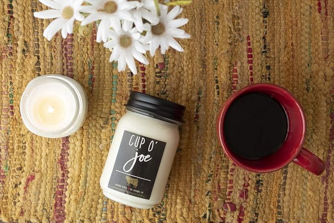 Milkhouse Candle Company - Cup O' Joe - 26oz Beeswax and Soy Candles - Farmhouse Collection - 100% Natural, Paraffin Free, with Premium Fragrance Oil, Glass Jars with Lids