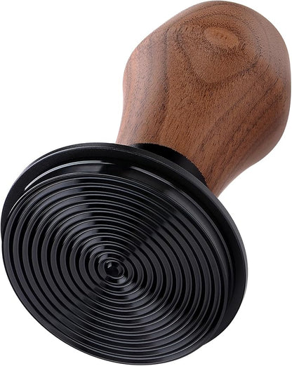 Normcore 58.5mm Espresso Coffee Tamper V4 - Spring Loaded Tamper With Titanium PVD Coating Ripple Base -15lb / 25lb / 30lbs Replacement Springs, Genuine American Walnut Handle
