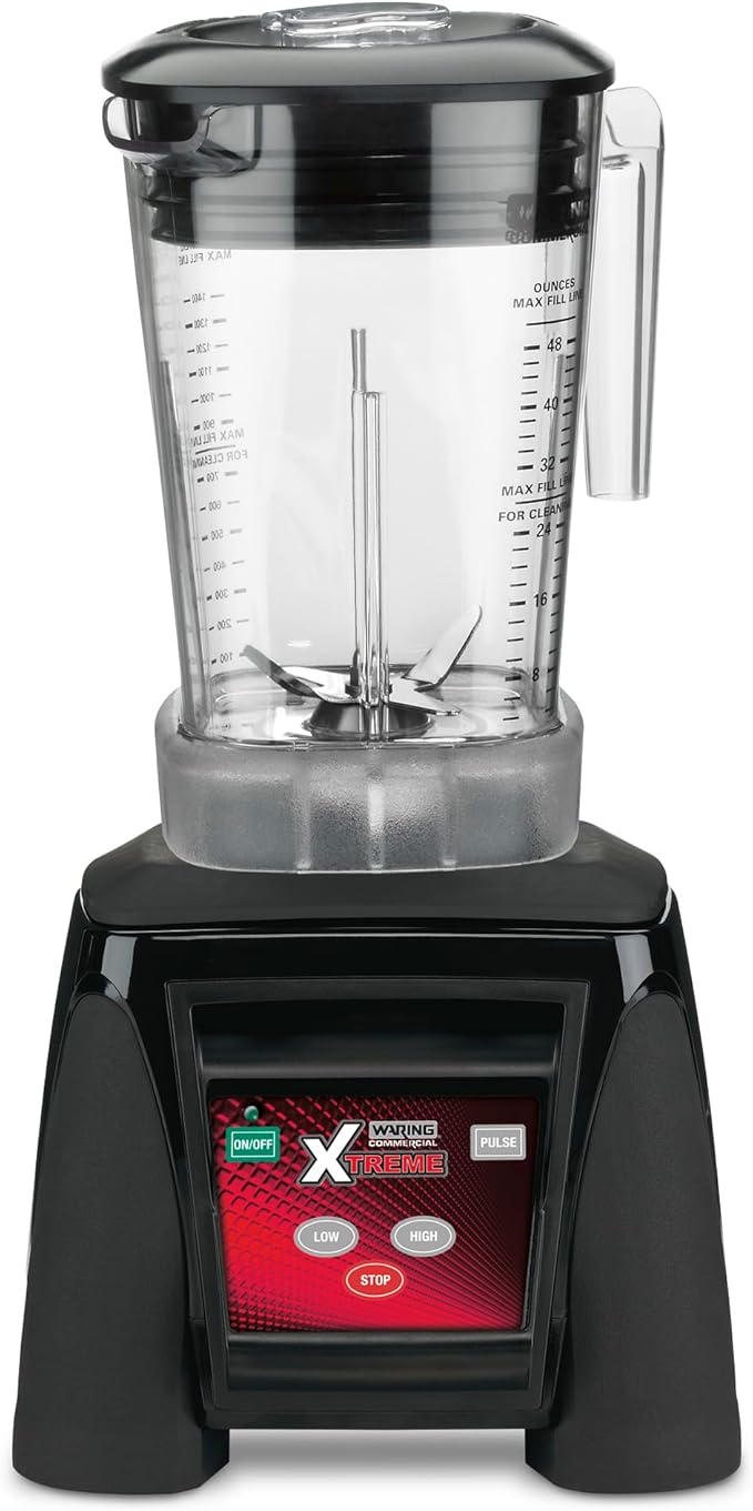 Waring Commercial MX1050XTXP 3.5 HP Blender with Electronic Keypad, Pulse Feature and a 48 oz. BPA Free Copolyester Container, 120V, 5-15 Phase Plug,Black