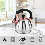 Load image into Gallery viewer, Stainless Steel Tea Kettle for Stove Top Teakettles Stovetop Whistling with Heat Proof Ergonomic Handle 2.5 Quart