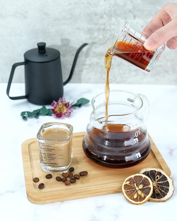 Shot Glasses Measuring Cup Set 2PACK Espresso Shot Glasses Liquid Heavy Glass 2oz/60ml(Red)