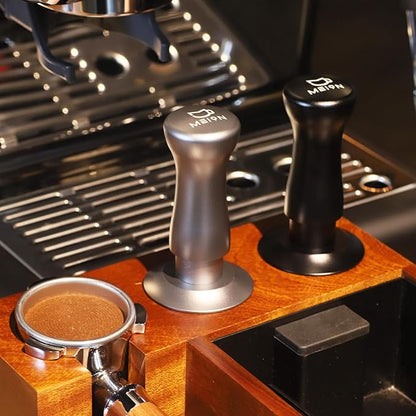 MEION Espresso Tamper 53.3mm Coffee Tamper, Calibrated Dual Spring Loaded Barista Tamper with Stainless Steel Base, Comes with aluminum storage pad (53.3MM, Silver)