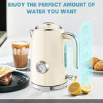 Load image into Gallery viewer, SUSTEAS Electric Kettle - 57oz Hot Tea Kettle Water Boiler with Thermometer, 1500W Fast Heating Stainless Steel Tea Pot, Cordless with LED Indicator, Auto Shut-Off &amp; Boil Dry Protection, Beige