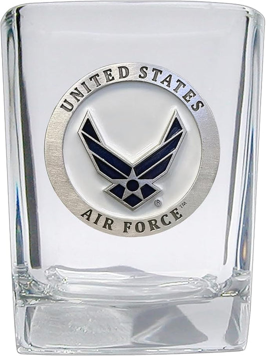 Heritage Pewter Air Force Wings Square Shot Glass | Hand-Sculpted 1.5 Ounce Shot Glass | Intricately Crafted