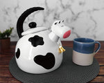 Load image into Gallery viewer, UPware Cow Enamel on Steel Whistling Tea Kettle, Cute Animal Teakettle, 2.3 Quart