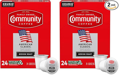 Community Coffee American Classic 24 Count Coffee Pods, Medium Roast, Compatible with Keurig 2.0 K-Cup Brewers, 24 Count (Pack of 2)