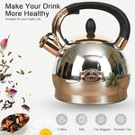 Load image into Gallery viewer, Stainless Steel Whistling Tea Kettle with Metal Capsulated Bottom for Quick Heat Distribution 2.8 Quart