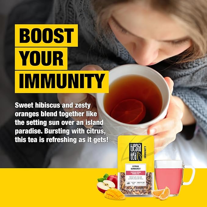 Tiesta Tea - Citrus Sunburst, Loose Leaf, Tropical Citrus Herbal Tea, Premium Non-Caffeinated Fruit Blend, Make Hot or Iced, Brews Up to 25 Cups, 2.1 Ounce Resealable Pouch