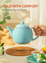 Load image into Gallery viewer, Sweese Teapot, Porcelain Tea Pot with Stainless Steel Infuser, Blooming &amp; Loose Leaf Teapot - 27ounce, Turquoise