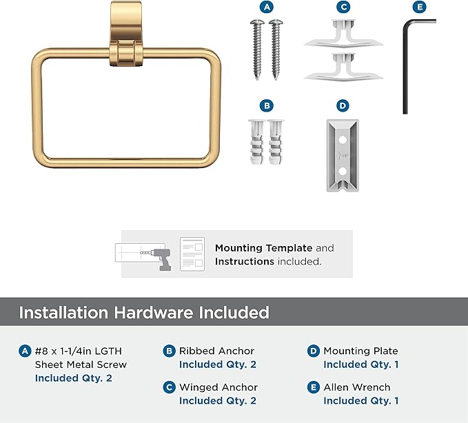 Amerock Champagne Bronze Towel Ring - 5-1/4 in Length - Hand Towel Holder for Bathroom or Kitchen