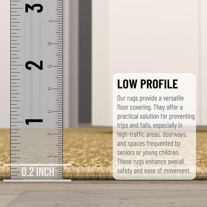 Ottomanson Hallway Runner Rug 2'2" x 6' Non Slip Solid Area Rugs Easy to Clean Laundry Rug Runner Durable & Pet Friendly Floor Carpet Runners for Hallways Entryway Living Room Kitchen, Beige