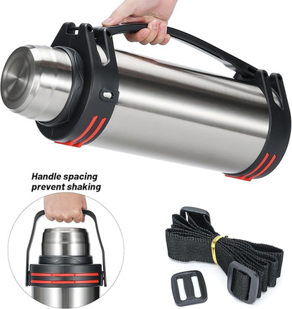 Large Thermosflask- 202oz Stainless Steel Insulated Bottle for Travel with BPA Free Cup - 6L Oversized Vacuum Insulated Thermoses with Handle and Strap for Hot & Cold Drinks(Silver)