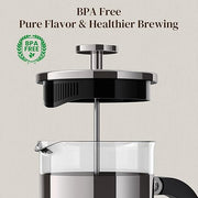 Veken French Press Coffee Maker 21oz 0.6 L, Heat Resistant Thickened Borosilicate Glass,Stainless Steel Brewer,Single Serve Small Pot, Cold Brew Cafetera Teapot for Kitchen Travel Camping, Dark Pewter