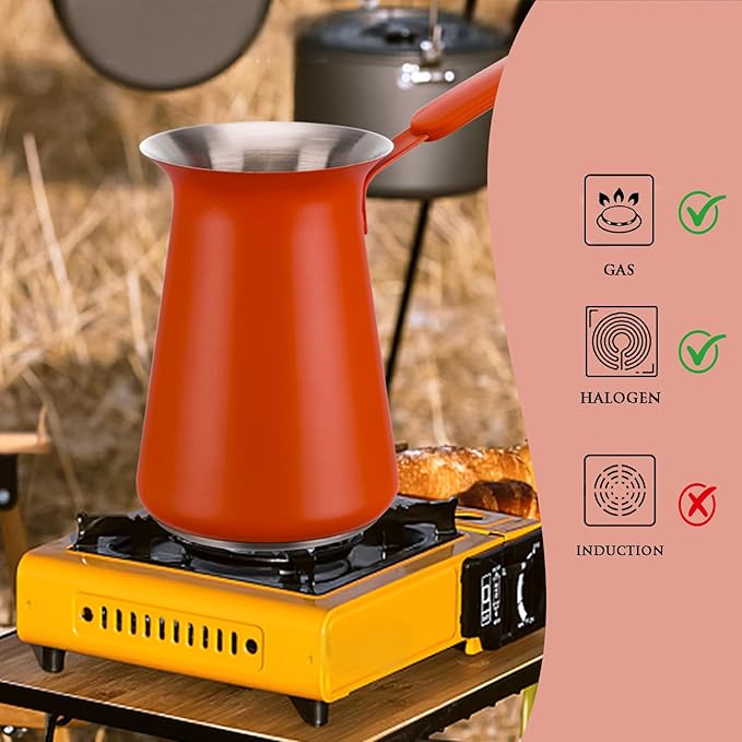 Turkish Coffee Pot - Coffee Maker, Briki Greek Turkish Pot, Arabic Tea Pot, Cezve/Ibrik Coffee Pot for Stovetop(400 ml,Serves 5)