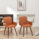Load image into Gallery viewer, LUNLING Mid Century Modern Dining Room Chairs Set of 2 Accent Faux Leather Kitchen Chair Bentwood Frame with Armrest,Upholstered Seat,Metal Legs Chairs,Adjustable Foot for Kitchen Dining Desk(Orange)