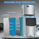 Load image into Gallery viewer, Commercial Ice Maker Machine 650LBS/24H with 350LBS Ice Storage Bin – 182 Cubes per Cycle in 6-15 Mins, Stainless Steel Industrial Ice Machine for Restaurants, Bars, Cafes &amp; Business Use