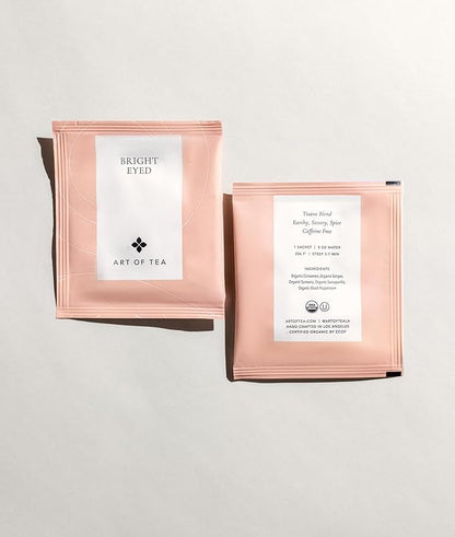 Art of Tea | Bright Eyed Turmeric Ginger Tea - Caffeine Free Turmeric Ginger Tea Bags | 50 Eco Friendly Pyramid Sachets