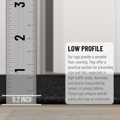 Ottomanson Hallway Runner Rug 2'7" x 12' Non Slip Solid Area Rugs Easy to Clean Laundry Rug Runner Durable & Pet Friendly Floor Carpet Runners for Hallways Entryway Living Room Kitchen, Black