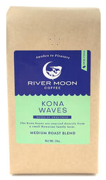 Load image into Gallery viewer, River Moon Coffee, Kona Coffee Whole Bean, Medium Roast, 2 lbs, Kona Waves Hawaiian Blend, Sustainably Farmed, 100% Arabica