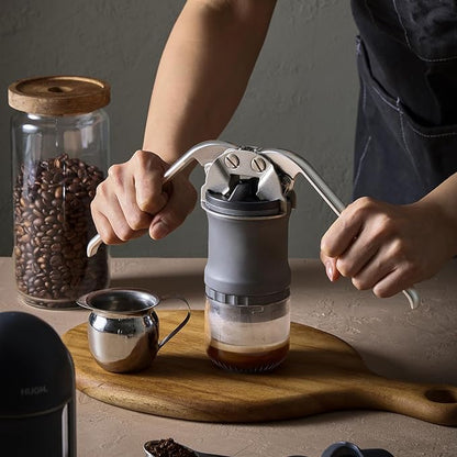 LEVERPRESSO V4 Portable Lever Espresso Maker – Manual Espresso Machine with 51mm Ridgeless Filter Basket, Double Shot, Non-Pressurized, Perfect for Camping & Travel – by HUGH (Pressurized Filter)