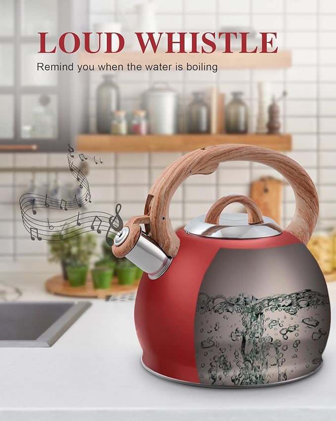 Tea Kettle Stovetops, 2.7 Quart Food Grade Stainless Steel Water kettles for Stove Top Teatop with Anti-hot Ergonomic Handle,Suitable for All Heat Sources