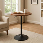 Load image into Gallery viewer, Magshion Round Bar Table, Height-Adjustable 27.5"-36" Tall Pub Tables with Black Leg and Sturdy Base, 360° Swivel Table for Kitchen Bistro Bar Cocktail Table (Brown)