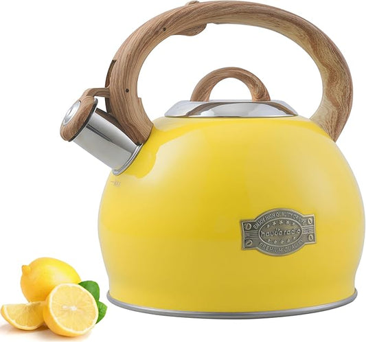 Tea Kettle for Stovetop, 2.7 Quart Loud Whistle Stovetop Teapots,Food Grade Stainless Steel Tea kettles for Stove Top with Anti-hot Ergonomic Handle,Suitable for All Heat Sources,Yellow