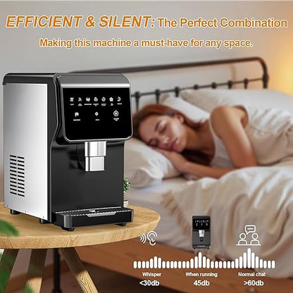 15" Wide Commercial Under Counter Ice Maker – 120 lbs/Day, 25 lb Storage Bin, Auto-Cleaning & 24H Timer, Gravity Drain, Built-in or Freestanding Stainless Steel Ice Machine for Home & Business