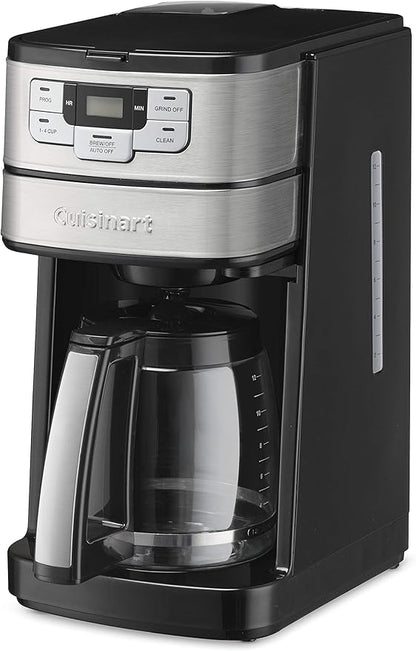Cuisinart Automatic Grind and Brew 12-Cup Coffeemaker with 1-4 Cup Setting and Auto-Shutoff, Black/Stainless Steel, DGB-400NAS