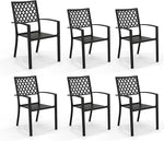 Load image into Gallery viewer, PHI VILLA Wrought Iron Patio Dining Chairs, Stackable Black Outdoor Patio Chairs Set of 6, Metal Patio Chairs, Support 300 LBS, Black