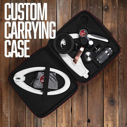 Flair UPDATED PRO 3 (White) - All manual lever espresso maker with a stainless steel brew head, pressure gauge, shot mirror and a small size