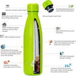 Load image into Gallery viewer, BJPKPK Stainless Steel Water Bottles 17oz Insulated Water Bottle for Travel,Green