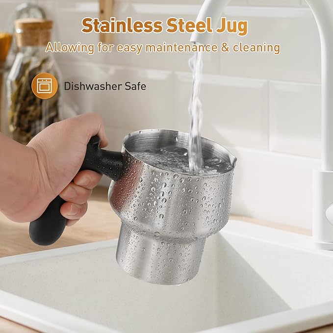 Milk Frother, 4-in-1 Electric Milk Steamer and Frother with Detachable Stainless Steel Jug - Automatic Hot/Cold Milk Warmer for Lattes, Hot Chocolate - Induction Heating, Dishwasher Safe