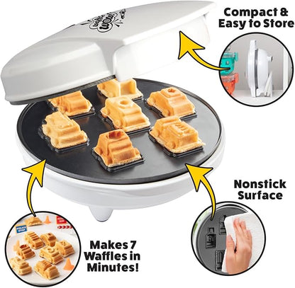 Cars & Trucks Mini Waffle Maker - Make 7 Different Vehicles- Police Car Firetruck Construction Truck & Automobile Shaped Pancakes- Electric Nonstick Iron with Recipe Guide, Fun Kid or Adult Xmas Gift