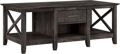 Bush Furniture Key West Coffee Table with Storage in Dark Gray Hickory