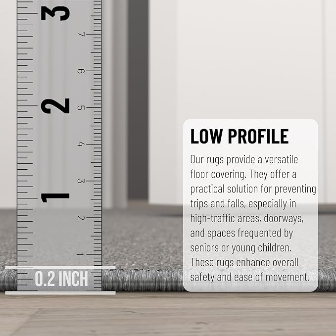 Ottomanson Hallway Runner Rug 2'2" x 6' Non Slip Solid Area Rugs Easy to Clean Laundry Rug Runner Durable & Pet Friendly Floor Carpet Runners for Hallways Entryway Living Room Kitchen, Gray