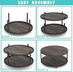 Load image into Gallery viewer, NSdirect 36 inches Round Coffee Table, Rustic Wooden Surface Top &amp; Sturdy Metal Legs Industrial Sofa Table for Living Room Modern Design Home Furniture with Storage Open Shelf(Rustic Brown)