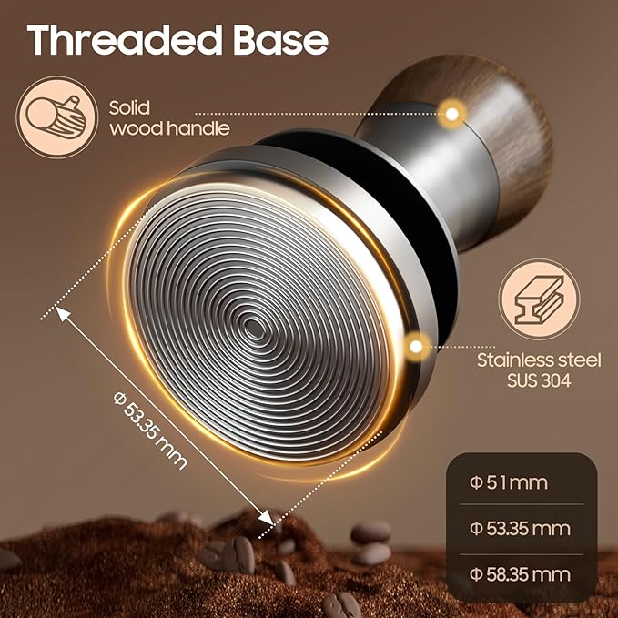 MHW-3BOMBER 54mm Espresso Tamper - 3 Spring Loaded Coffee Tamper with 15lb / 30lbs Replacement Springs - Barista Calibrated Tamper with Sound Feedback - Compatible with 53/54mm Portafilter T6173T-OS