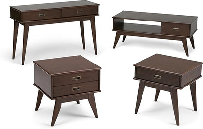 SIMPLIHOME Draper SOLID HARDWOOD 22 inch Wide Rectangle Mid Century Modern End Table in Medium Auburn Brown for the Living Room and Bedroom