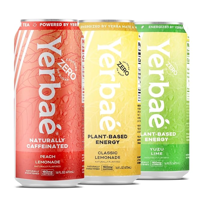YERBAÉ Citrus Functional Energy Drink Variety Pack - 0 Sugar 0 Calories 0 Carbs, Energized by Yerba Mate. Yerbae is Naturally Caffeinated, Plant-Based Healthy Alternative 16oz cans (12 Pack)